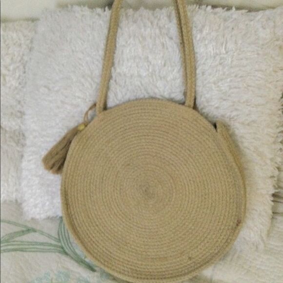 Woven circle round bag glitter glam 13” diameter - Picture 8 of 9